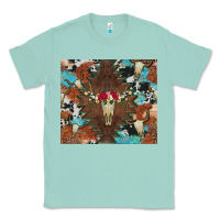 Seafoam western floral bullskull cowhide and leopard Classic Tee - Artiststas