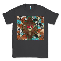 Smoke western floral bullskull cowhide and leopard Classic Tee - Artiststas