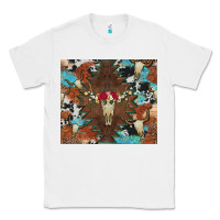 White western floral bullskull cowhide and leopard Classic Tee - Artiststas