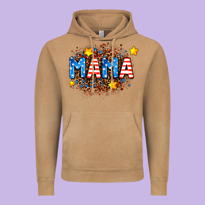 Usa Mama  Leopard Background Vintage Hoodie Designed By Adodesignshop