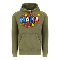 Vintage Olive usa Mama  leopard background Vintage Hoodie - AdoDesignShop