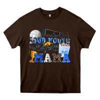 Chocolate Brown somebody's loud mouth volleyball mama Heavy Core Tee - Zillion Design Studio