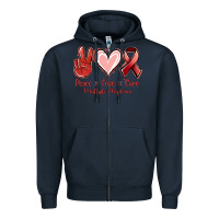 Navy Peace love cure Multiple Myeloma Zipper Hoodie - NancyCooperArtShop