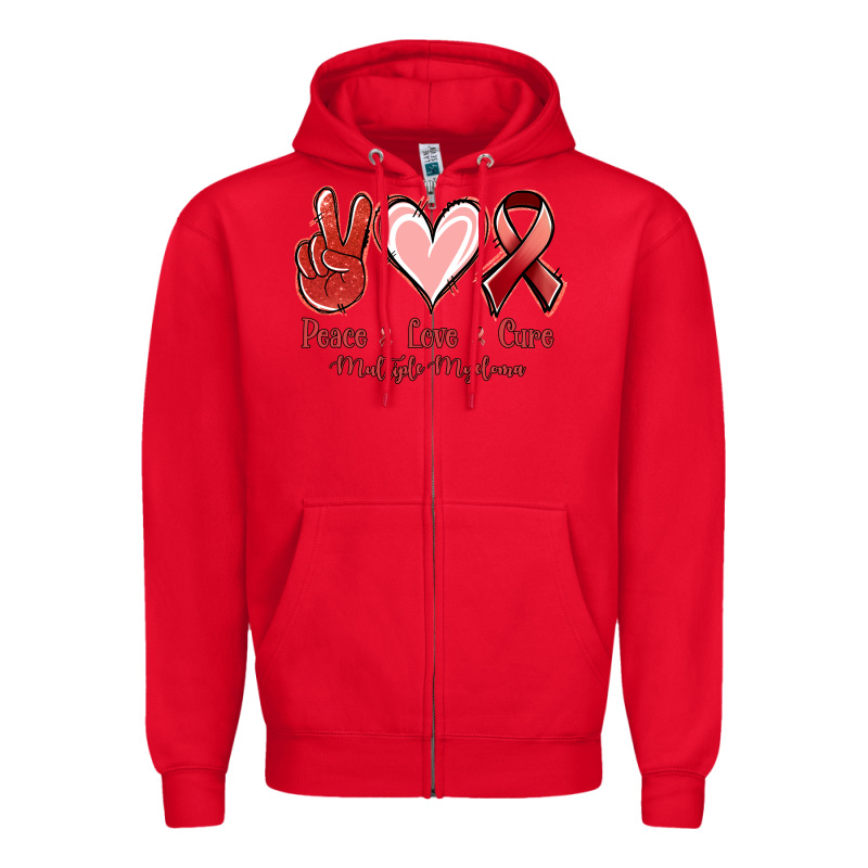 Peace Love Cure Multiple Myeloma Zipper Hoodie by NancyCooperArtShop | Teevron