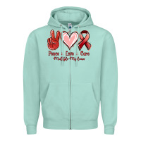 Seafoam Peace love cure Multiple Myeloma Zipper Hoodie - NancyCooperArtShop