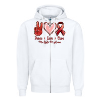 White Peace love cure Multiple Myeloma Zipper Hoodie - NancyCooperArtShop