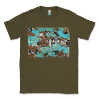 Army Green western cowhide and leopard with turquoise background Classic Tee - Artiststas