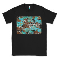 Black western cowhide and leopard with turquoise background Classic Tee - Artiststas