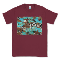 Burgundy western cowhide and leopard with turquoise background Classic Tee - Artiststas