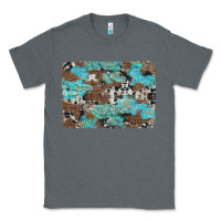 Charcoal Heather western cowhide and leopard with turquoise background Classic Tee - Artiststas