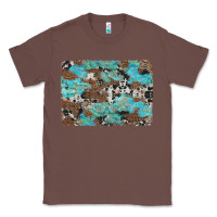 Chestnut western cowhide and leopard with turquoise background Classic Tee - Artiststas