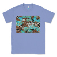 Colony Blue western cowhide and leopard with turquoise background Classic Tee - Artiststas