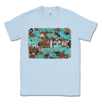 Dusty Blue western cowhide and leopard with turquoise background Classic Tee - Artiststas