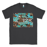Smoke western cowhide and leopard with turquoise background Classic Tee - Artiststas