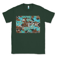 Sports Green western cowhide and leopard with turquoise background Classic Tee - Artiststas