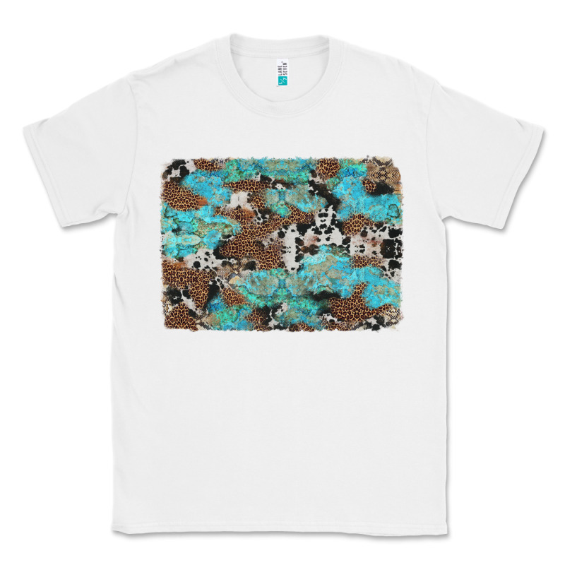 Western Cowhide And Leopard With Turquoise Background Classic Tee by Artiststas | Teevron