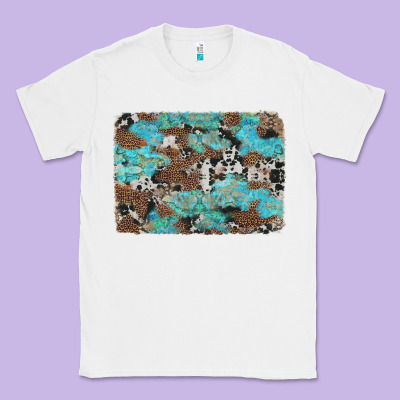Western Cowhide And Leopard With Turquoise Background Classic Tee Designed By Artiststas