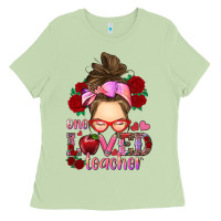 Matcha one loved teacher messy bun Ladies Tee - RanaPortraitStore