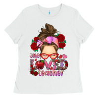 White one loved teacher messy bun Ladies Tee - RanaPortraitStore