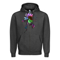 Charcoal Heather Autism be kind Zipper Hoodie - NancyCooperArtShop