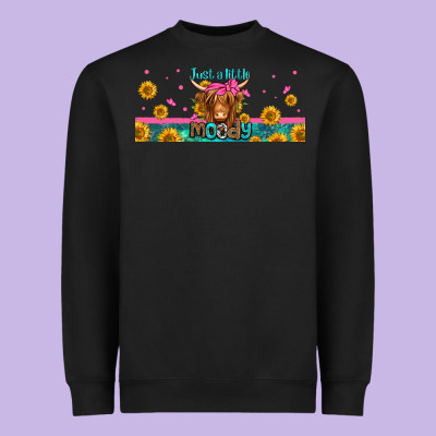 Just A Little Moody Long Haired Cow Heavyweight Sweatshirt Designed By Jasminsmagicworld