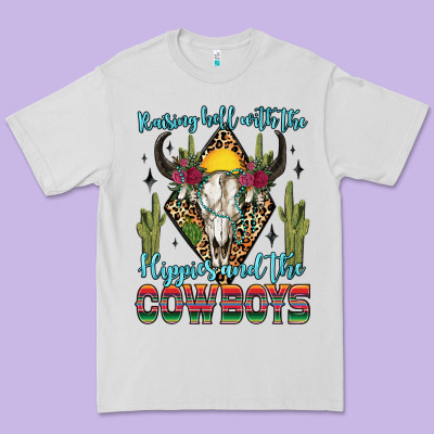Premium Tee raising hell with the hippies and the cowboys