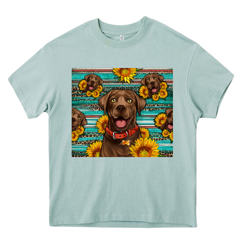 Chocolate Labrador With Sunflowers Western Heavy Core Tee by Artiststas | Teevron