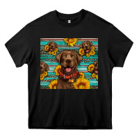 Black Chocolate Labrador with sunflowers western Heavy Core Tee - Artiststas