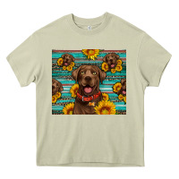 Mossy Chocolate Labrador with sunflowers western Heavy Core Tee - Artiststas