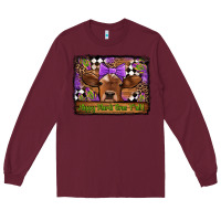 Burgundy happy mardi gras y'all cow Long Sleeve Tee - Jasminsmagicworld