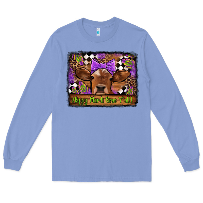Happy Mardi Gras Y'all Cow Long Sleeve Tee by Jasminsmagicworld | Teevron