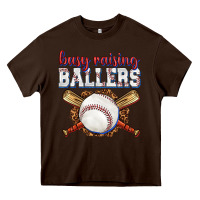 Chocolate Brown busy raising ballers baseball Heavy Core Tee - texasbilliewilder