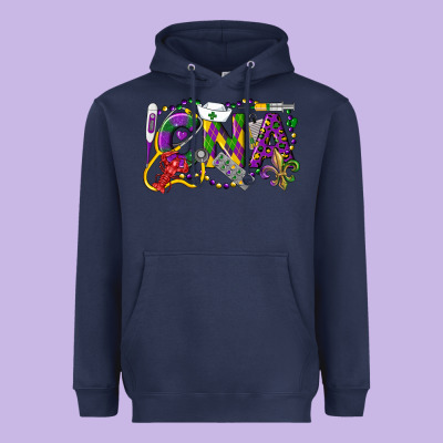 Cna Certified Nursing Assistant Mardi Gras Heavyweight Hoodie Designed By Lillyallendesigns