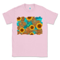 Bubblegum Pink sunflower turquoise and  leather background Classic Tee - Artiststas