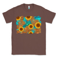 Chestnut sunflower turquoise and  leather background Classic Tee - Artiststas