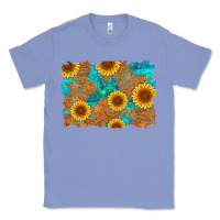 Colony Blue sunflower turquoise and  leather background Classic Tee - Artiststas