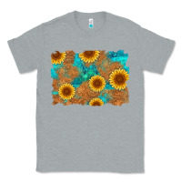 Heather Grey sunflower turquoise and  leather background Classic Tee - Artiststas