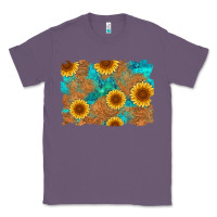Lavender sunflower turquoise and  leather background Classic Tee - Artiststas