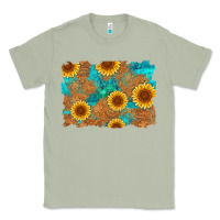 Matcha sunflower turquoise and  leather background Classic Tee - Artiststas