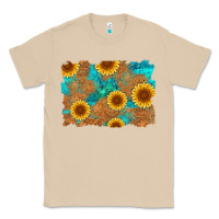 Mushroom sunflower turquoise and  leather background Classic Tee - Artiststas