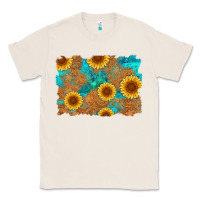 Natural sunflower turquoise and  leather background Classic Tee - Artiststas