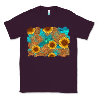 Plum sunflower turquoise and  leather background Classic Tee - Artiststas