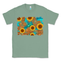 Sage sunflower turquoise and  leather background Classic Tee - Artiststas