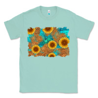 Seafoam sunflower turquoise and  leather background Classic Tee - Artiststas
