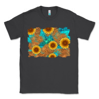 Smoke sunflower turquoise and  leather background Classic Tee - Artiststas