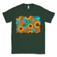 Sports Green sunflower turquoise and  leather background Classic Tee - Artiststas