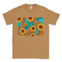 Toasted Coconut sunflower turquoise and  leather background Classic Tee - Artiststas