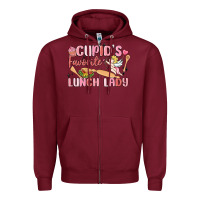 Burgundy cupid's favorite lunch lady Zipper Hoodie - MaliasSmallBusiness