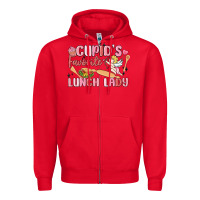 Red cupid's favorite lunch lady Zipper Hoodie - MaliasSmallBusiness