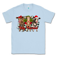 Dusty Blue feliz navidad heifers front view Classic Tee - RanaPortraitStore